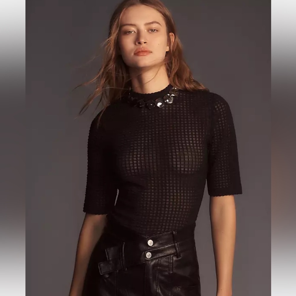 Maeve Sheer Mock Neck Top Size S